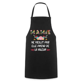 Cadeau Humour Mamie Ne Vieillit Pas - Tablier de cuisine - noir - Devant - AI Model Male 185 dark (185cm)