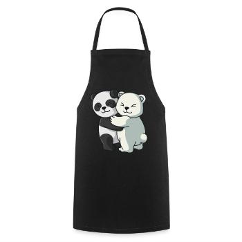 Panda mit Eisbär Bären Paar Liebe niedliche Tiere - Kochschürze - Schwarz - Vorne - AI Model Male 185 dark (185cm)