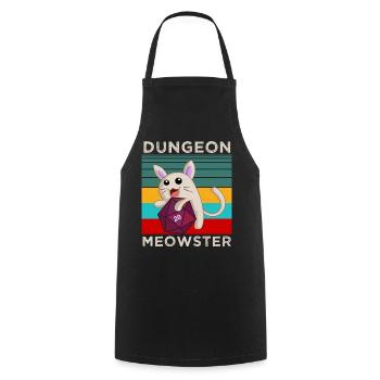 T-shirt Dungeon Meowster – T-shirt drôle de chat RPG - Tablier de cuisine - noir - Devant - AI Model Male 185 dark (185cm)