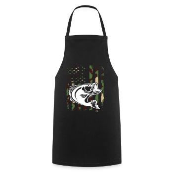 Fishing camouflage - Cooking Apron - black - Front - AI Model Male 185 dark (185cm)
