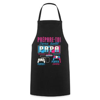 Grossesse Futur Papa Gamers Humour - Tablier de cuisine - noir - Devant - AI Model Male 185 dark (185cm)