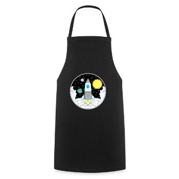 Rocket space - Cooking Apron - black - Front - AI Model Male 185 dark (185cm)