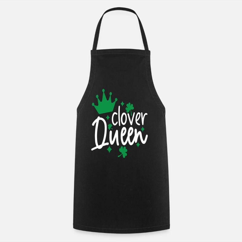 trèfle queen - shamrock queen - St Patricks Day - Tablier de cuisine - noir