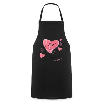 Cœur sur le chemin de Saint-Jacques-de-Compostelle - Tablier de cuisine - noir - Devant - AI Model Male 185 dark (185cm)