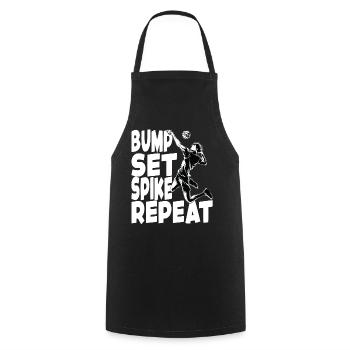 Bump Set Spike Repeat Volleyball Beachvolleyball - Kochschürze - Schwarz - Vorne - AI Model Male 185 dark (185cm)