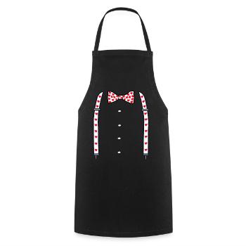 Bretelles coeur Saint Valentin avec noeud papillon - Tablier de cuisine - noir - Devant - AI Model Male 185 dark (185cm)