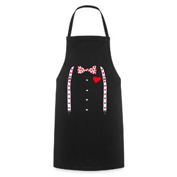 Suspenders with heart bow tie Valentine's day gift - Cooking Apron - black - Front - AI Model Male 185 dark (185cm)
