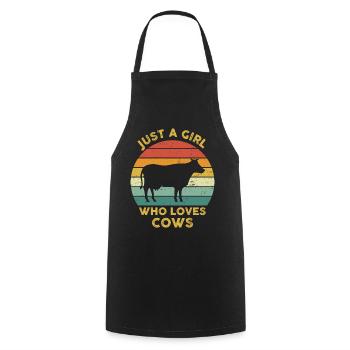 Just A Girl Who Loves Cows Vintage - Cooking Apron - black - Front - AI Model Male 185 dark (185cm)