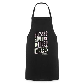 Christian bible verse religion - Cooking Apron - black - Front - AI Model Male 185 dark (185cm)