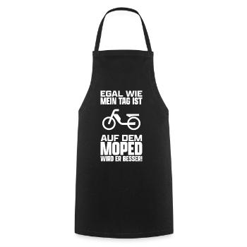 Moped Mofa Roller Mokick Zweirad Biker Spruch - Kochschürze - Schwarz - Vorne - AI Model Male 185 dark (185cm)