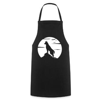 loup, pleine lune, halloween, loup-garou, nuit, hurler, chien - Tablier de cuisine - noir - Devant - AI Model Male 185 dark (185cm)