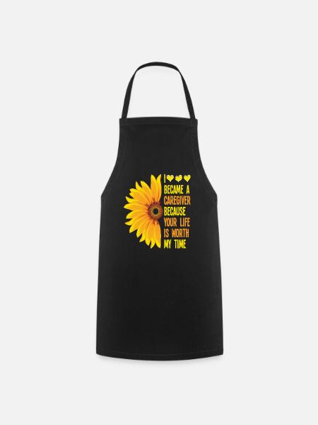 Pflegekraft Sonnenblumen Spruch Geschenk - Kochschürze - Schwarz