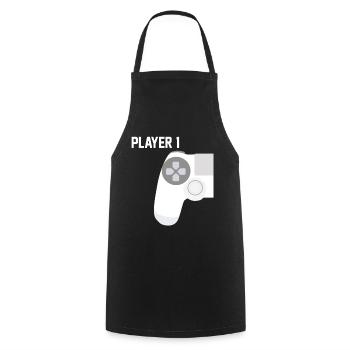 Zocker Gamer Player 1 - Cooking Apron - black - Front - AI Model Male 185 dark (185cm)