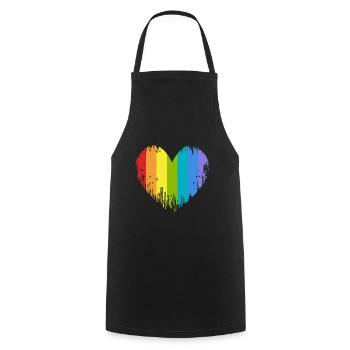 LGBT Herz - Kochschürze - Schwarz - Vorne - AI Model Male 185 dark (185cm)