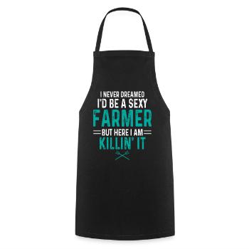 Agriculteur paysanne - Tablier de cuisine - noir - Devant - AI Model Male 185 dark (185cm)