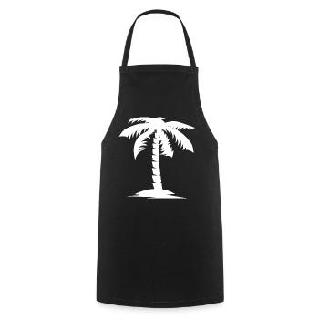 palme natur nature urlaub holidays icon Logo - Kochschürze - Schwarz - Vorne - AI Model Male 185 dark (185cm)