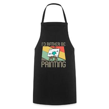 I'd Rather Be Painting - Art Painter - Cooking Apron - black - Front - AI Model Male 185 dark (185cm)
