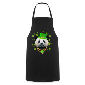 Lucky Panda St. Patrick's Day Golden Shamrock - Cooking Apron - black - Front - AI Model Male 185 dark (185cm)