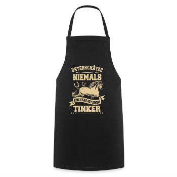 Never underestimate a woman with Tinker horse - Cooking Apron - black - Front - AI Model Male 185 dark (185cm)