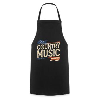 Country Vintage Guitar - Cooking Apron - black - Front - AI Model Male 185 dark (185cm)