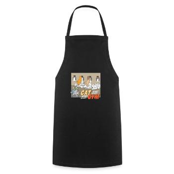 Les chats sportifs drôles font un entraînement difficile - Tablier de cuisine - noir - Devant - AI Model Male 185 dark (185cm)