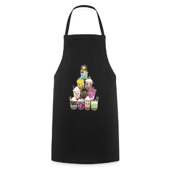 Bubble Tea Christmas Tree - Cooking Apron - black - Front - AI Model Male 185 dark (185cm)