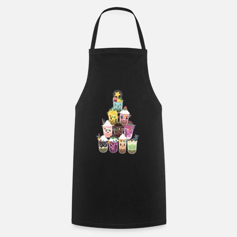 Bubble Tea Weihnachtsbaum - Kochschürze - Schwarz