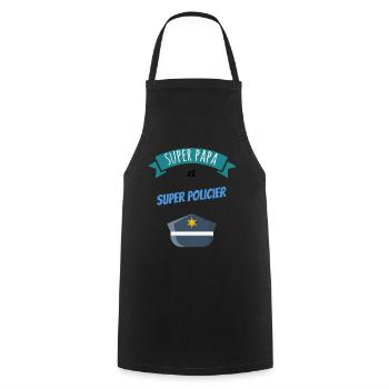 Super papa policier idée cadeau anniversaire - Tablier de cuisine - noir - Devant - AI Model Male 185 dark (185cm)