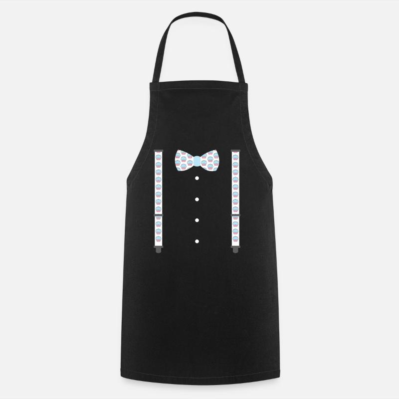 Bow tie and suspenders with muffin pattern - Cooking Apron - black