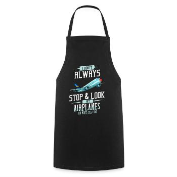 Pilot Plane Airport Aviation Flying - Cooking Apron - black - Front - AI Model Male 185 dark (185cm)
