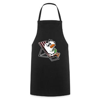 Seagull on the beach - Cooking Apron - black - Front - AI Model Male 185 dark (185cm)