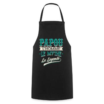 Papou Cadeau Humour - Tablier de cuisine - noir - Devant - AI Model Male 185 dark (185cm)