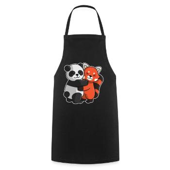 red Panda and Panda bear cute Hug Cuddle Animals - Cooking Apron - black - Front - AI Model Male 185 dark (185cm)