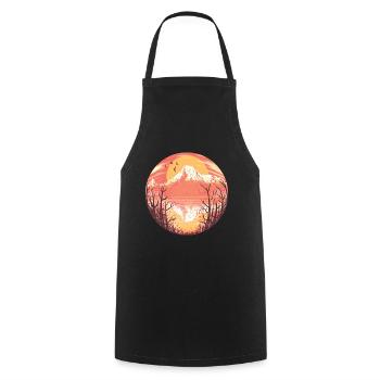 Volcano Sunrise Sunset Lake Panorama - Cooking Apron - black - Front - AI Model Male 185 dark (185cm)