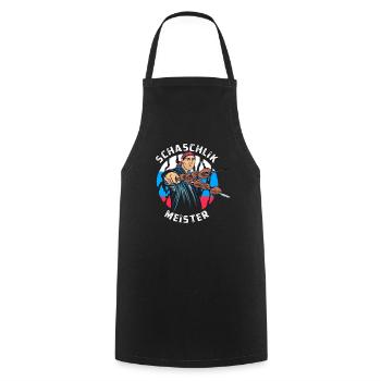 Schaschlik Meister Russe grillen Schaschlikspieß - Kochschürze - Schwarz - Vorne - AI Model Male 185 dark (185cm)
