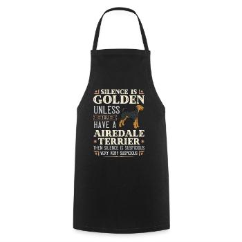 Airedale Terrier Dog Puppy Owner Lover - Cooking Apron - black - Front - AI Model Male 185 dark (185cm)
