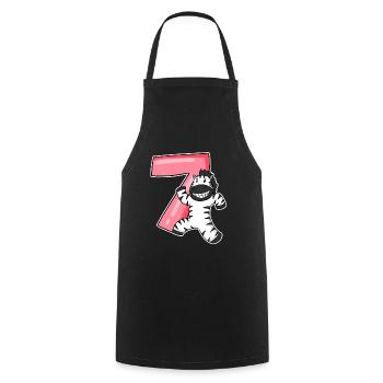Zebra 7 years old children's birthday - Cooking Apron - black - Front - AI Model Male 185 dark (185cm)