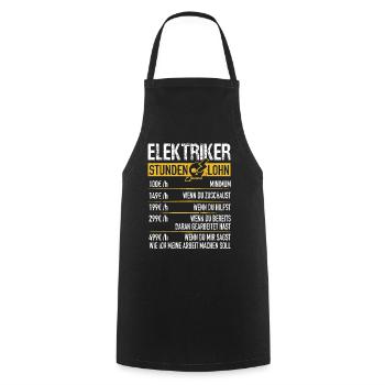 Electrician Hourly Wage - Electrician Gift Idea - Cooking Apron - black - Front - AI Model Male 185 dark (185cm)