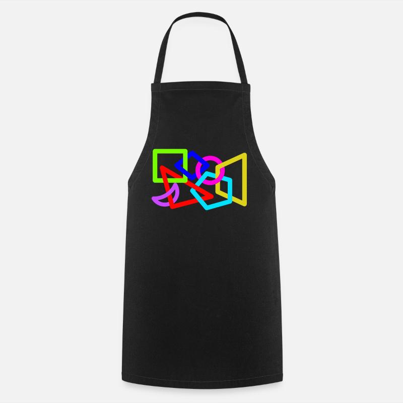 Intertwined neon shapes - Cooking Apron - black
