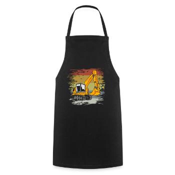 Excavator Construction Site Retro - Cooking Apron - black - Front - AI Model Male 185 dark (185cm)