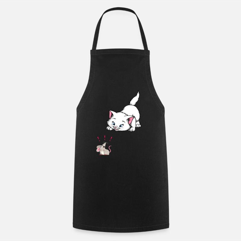 Chat et souris attention chat - Tablier de cuisine - noir
