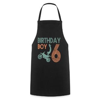 Motocross 6ème anniversaire Dirtbike 6 ans cadeau - Tablier de cuisine - noir - Devant - AI Model Male 185 dark (185cm)