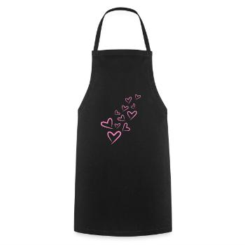 Heart Heart Pattern Pink - Cooking Apron - black - Front - AI Model Male 185 dark (185cm)