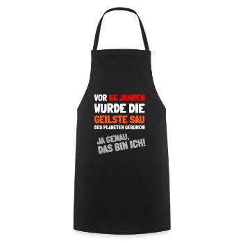Die schöne Überraschung zum 66. Geburtstag - Kochschürze - Schwarz - Vorne - AI Model Male 185 dark (185cm)
