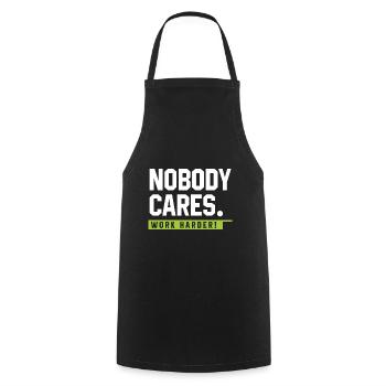 Personne ne se soucie de travailler plus dur - Cadeau de motivation - Tablier de cuisine - noir - Devant - AI Model Male 185 dark (185cm)