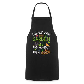 Chicken Gardener - I Just Want To Work In My Garden - Cooking Apron - black - Front - AI Model Male 185 dark (185cm)
