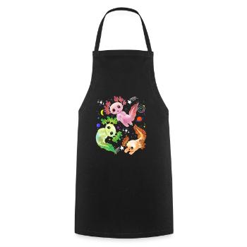 Axolotl Space Kawaii spatial fusée astronaute Pla - Tablier de cuisine - noir - Devant - AI Model Male 185 dark (185cm)
