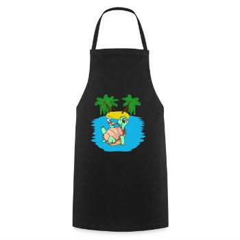 Tortue, Île, Jeune, Caraïbes, Mers du Sud, Été - Tablier de cuisine - noir - Devant - AI Model Male 185 dark (185cm)