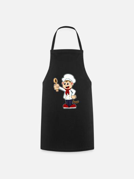 Affe Koch Kochlöffel Kochen - Kochschürze - Schwarz