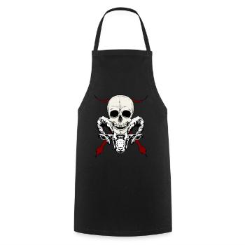 Devil Satan Satan Satanic Demon Devilish Skull - Cooking Apron - black - Front - AI Model Male 185 dark (185cm)